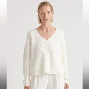 Quince Fisherman V-Neck Sweater